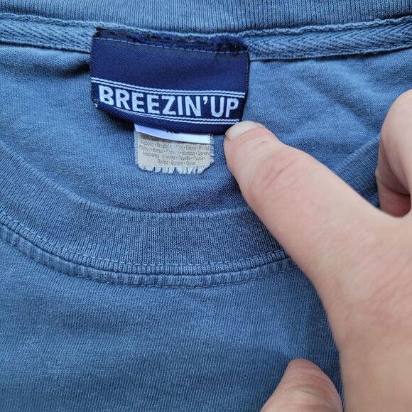 Breezin' Up Size XL Blue Spray Beach Men's T-Shirt - Picture 3 of 7